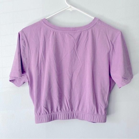 Zara Purple Lilac Knotted Cotton Cropped T-shirt M L - Picture 4 of 7